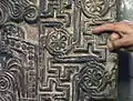 Khachkar with swastikas and hexafoils in Sanahin, Armenia