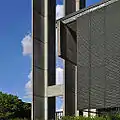 Architectural detail showing portion of the Bell Tower and Old Quad accommodation.