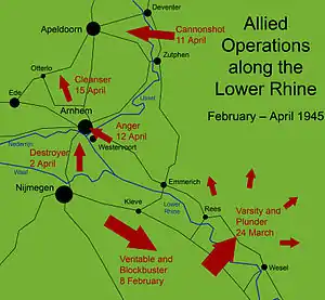 Diagram of the major Allied operations that took place during February, March and April, as described in the text