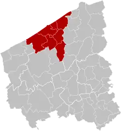 Location of the arrondissement in West Flanders