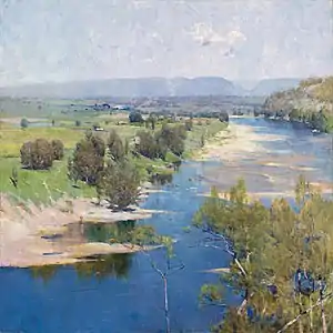 Arthur Streeton, ‘The purple noon's transparent might’, 1896