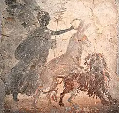 Nike crowning a donkey, Roman fresco.