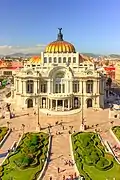 Sunset in the Palacio de Bellas Artes, aerial view