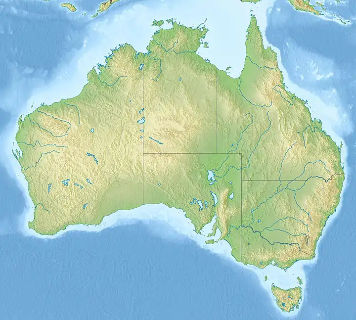 Location of the man-made lake in Australia.