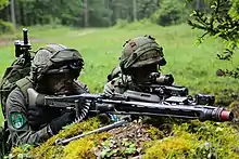 Austrian Army soldiers with MG 74 and Steyr AUG during a maneuver