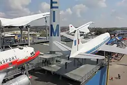 Aircraft on the roof of the museum building