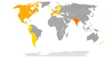 Map of global availability of Amazon Music