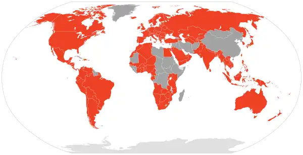 Map of global availability of Google Play