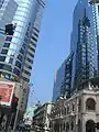 Bank of China (left) and Banco Nacional Ultramarino, two well-known landmarks along Avenida de Almeida Ribeiro.