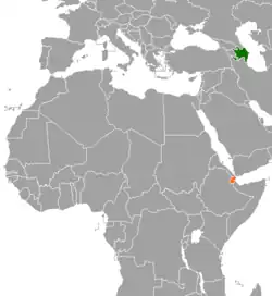 Map indicating locations of Azerbaijan and Djibouti