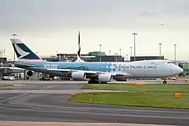 A Boeing 747-8F (B-LJA) in Hong Kong trader livery.