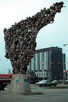 giant sculpture of discarded objects