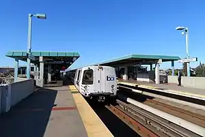 A train at West Oakland station, 2018