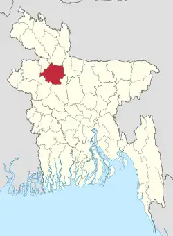 Location of Bogra District in Bangladesh