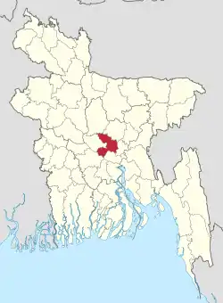 Location of Dhaka District within Bangladesh