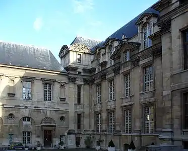 The Hôtel d'Angoulême Lamoignon, at 24 rue Pavée in the Marais.  (1585–1589), now the library of the history of Paris