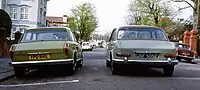 Morris 1800 Mark I (on right) and a later Mark III model; rear comparison view