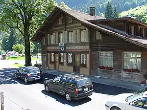 Two-story chalet-style building