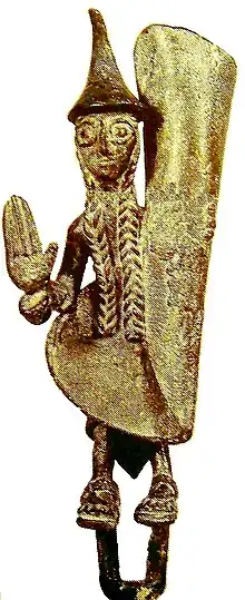 Nuragic statuette found in the Etruscan city of Vulci.