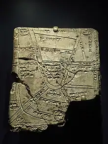 Babylonian cuneiform tablet with a map from Nippur, Kassite period, 1550-1450 BCE