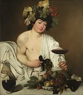 Caravaggio, Bacchus, oil on canvas, 85 × 95 cm, Uffizi Gallery, Florence