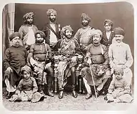 Bahadur Khanji II (r. 1882–1892), Nawab of Junagarh, and state officials, 1880s