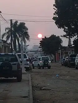 Sunset over a street in Quilamba Quiaxi