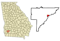 Location in Baker County and the state of Georgia