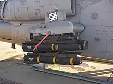 an closeup of the armament of an attack helicoper