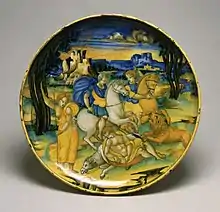 Faenza, istoriato ware by Baldassare Manara, after Giovanni Antonio da Brescia, c. 1520–1547 (Walters Art Museum)