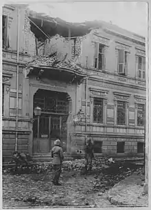 Bitola branch building in January 1917, damaged by fighting on the Macedonian front of World War I