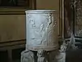 Baptismal Font in the Basilian Monastery of Santa Maria, Grottaferrata near Frascati, Italy.