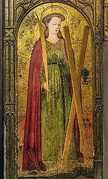 Virgin-martyr Eulalia of Barcelona, the most famous virgin-martyr in Spain, burnt at the stake. (Barcelona Cathedral).