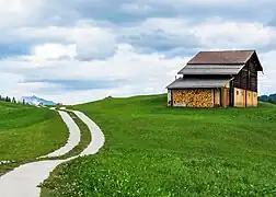 Barn in Tenna with firewood