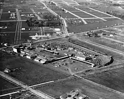 "Barnes City" c. 1924; note the rail cars on the right using a spur of the Redondo Beach via Playa del Rey Line