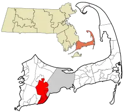 Location in Barnstable County and the state of Massachusetts.