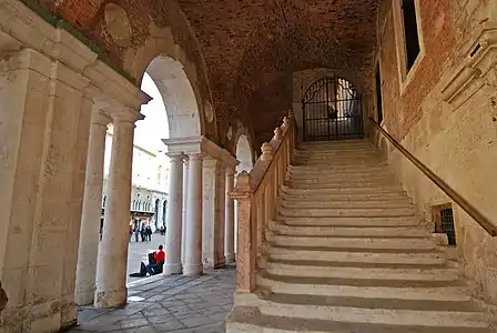 Ground floor and entrance stairway of the Basilica Palladiana