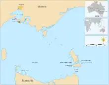 map of Victoria and the Tasmanian islands