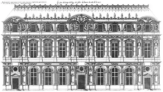 Court facade of the Lescot Wing, engraved by Jacques Androuet du Cerceau, 1576