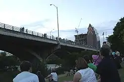 Tourists waiting for the bats.