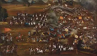 Painting of the defeat of the Russian Trinity Infantry Regiment in the Battle of Sultanabad, in 1812.