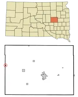 Location in Beadle County and the state of South Dakota