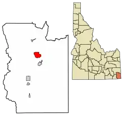 Location of Bennington in Bear Lake County, Idaho.