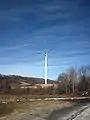 One of the many wind turbines that are part of the Beech Ridge Wind Farm located on Beech Ridge, in Greenbrier County, West Virginia.