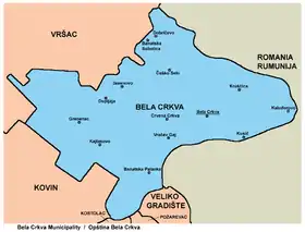 Map of Bela Crkva municipality