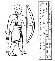 Drawing of Tardunni, and reproduction of the inscription.