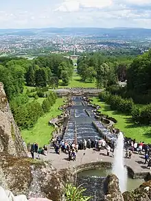 Hercules Monument and the giant cascades.