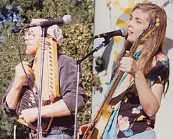 Roger and Wendy of Bermuda Triangle at the New York Folk Festival, Central Park bandshell 1986