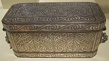 Betel box from the Maranao people of Mindanao, Philippines, probably 20th century, copper alloy with silver inlay, Honolulu Museum of Art