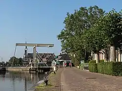 Birdaard, drawbridge and church